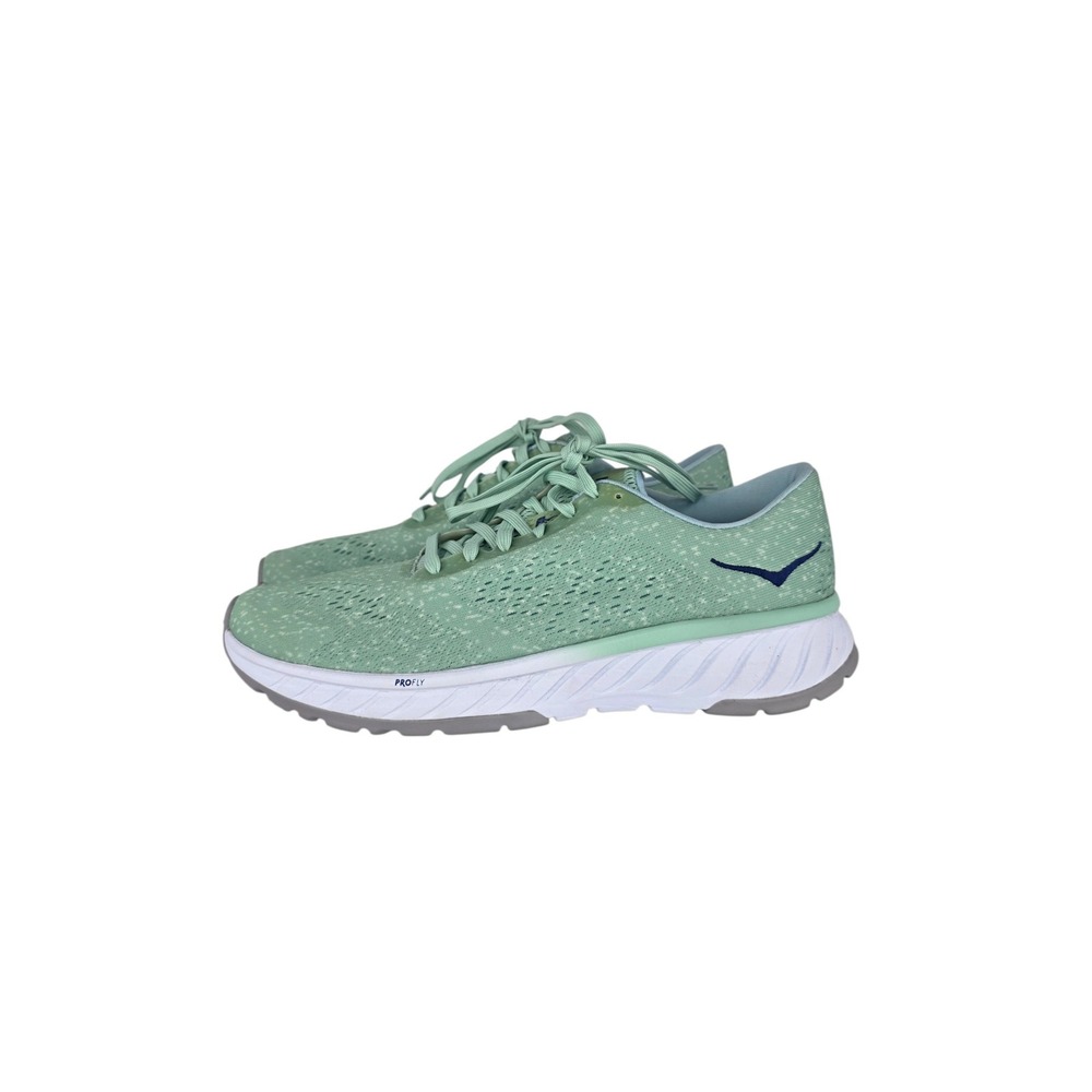 Hoka One One Cavu 2 Running Shoes Womens 9.5 Green White Mesh Athletic Sneakers
